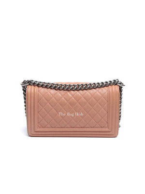 Chanel Light Brown Caviar Quilted New Medium Le Boy Flap Bag