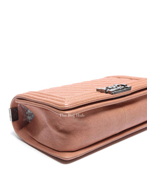 Chanel Light Brown Caviar Quilted New Medium Le Boy Flap Bag