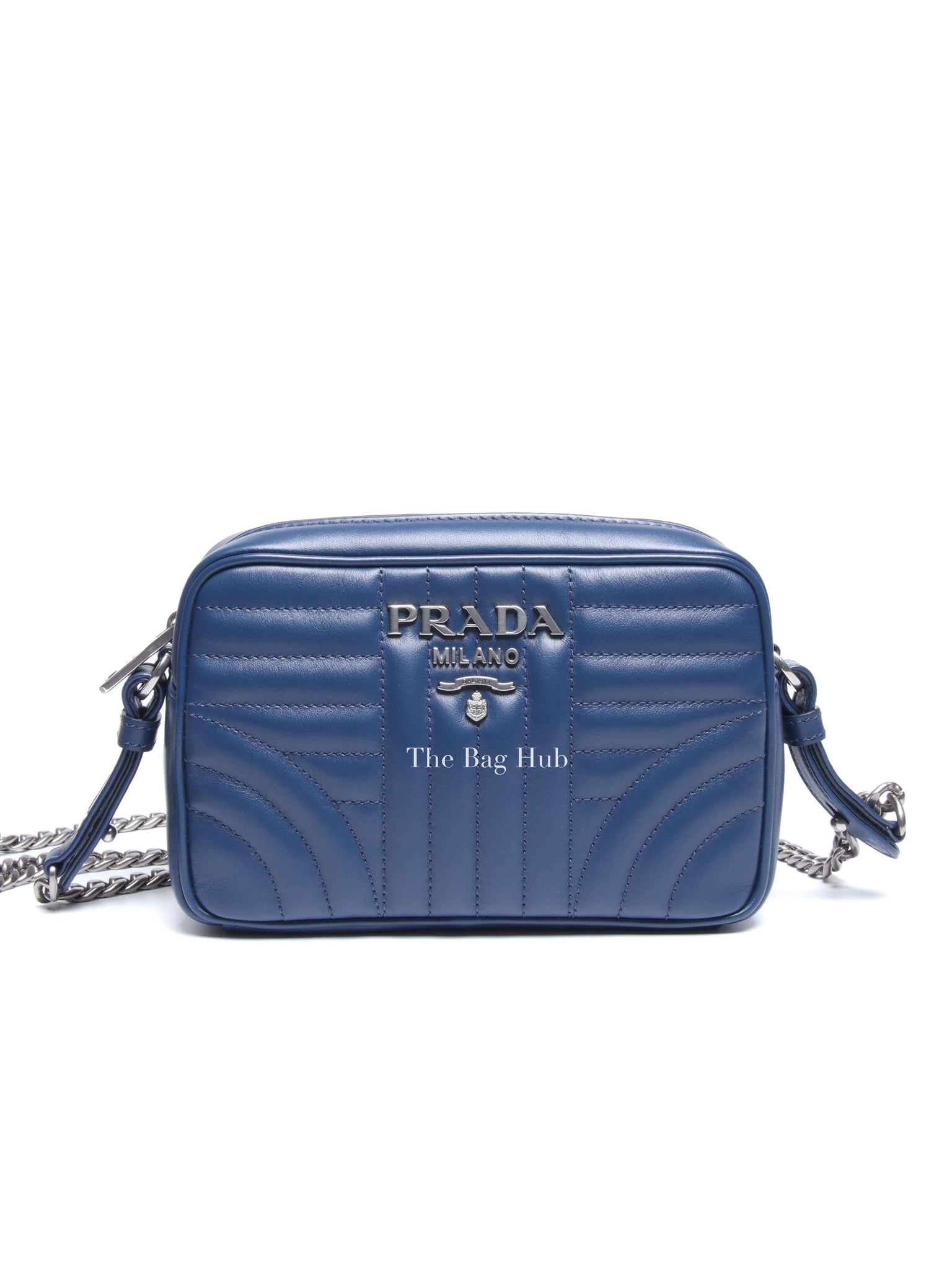 Prada Bluette Soft Calfskin Diagramme Mini Crossbody Bag