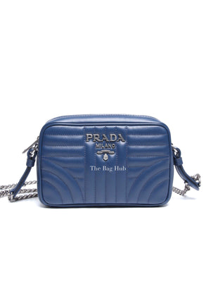 Prada Bluette Soft Calfskin Diagramme Mini Crossbody Bag