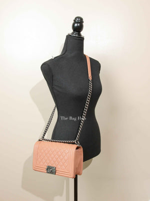 Chanel Light Brown Caviar Quilted New Medium Le Boy Flap Bag