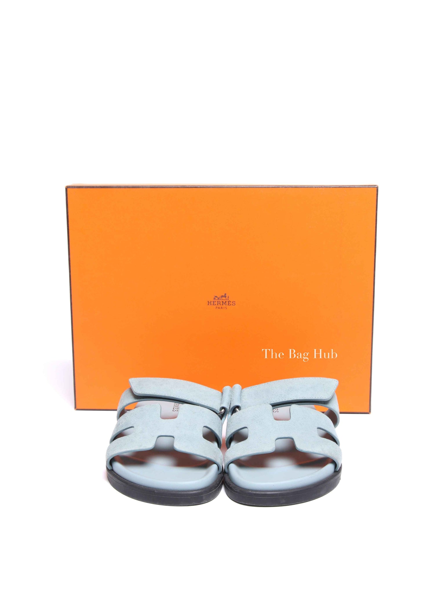Hermes Blue Suede Chypre Sandals Size 35.5