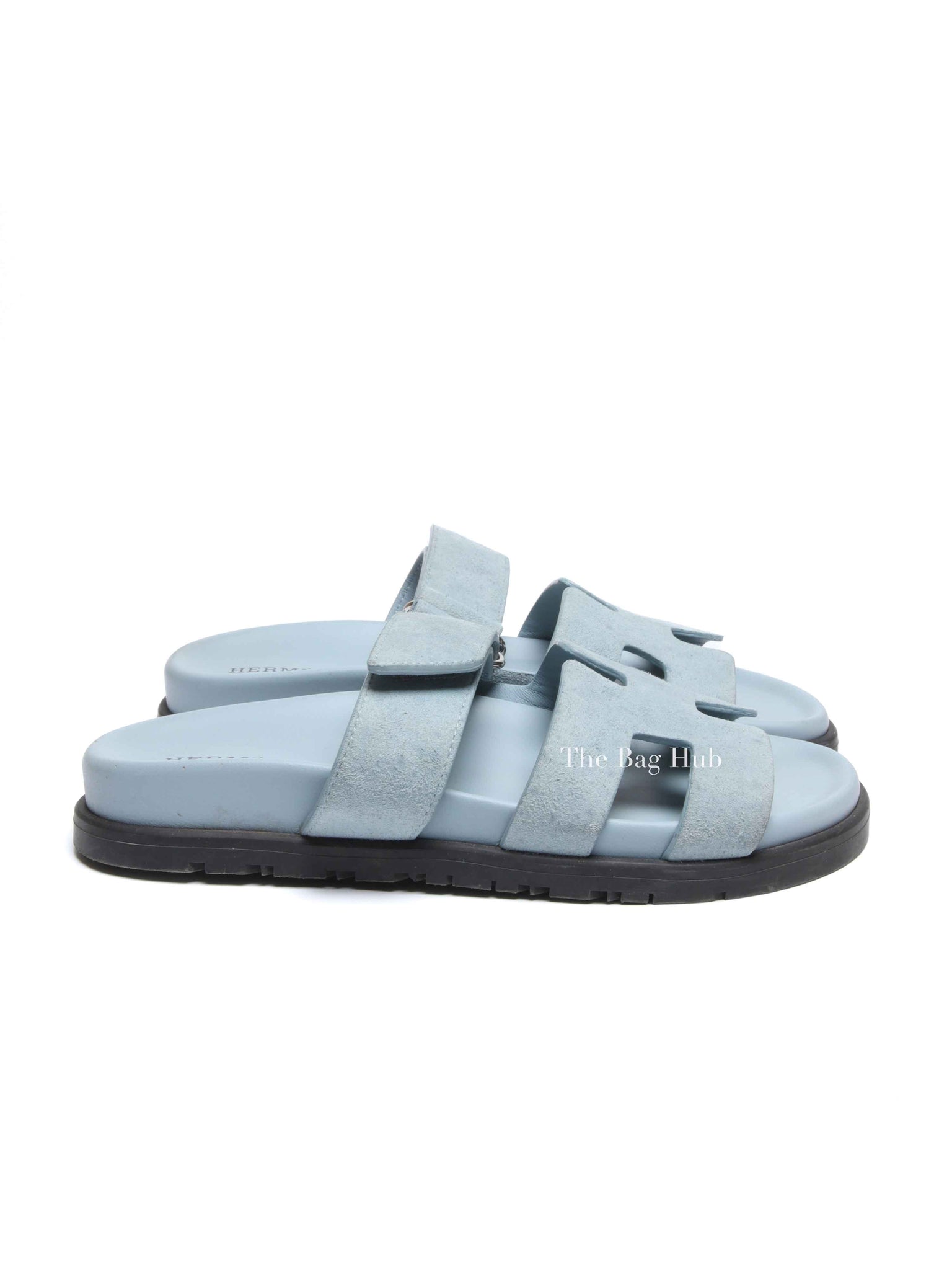 Hermes Blue Suede Chypre Sandals Size 35.5