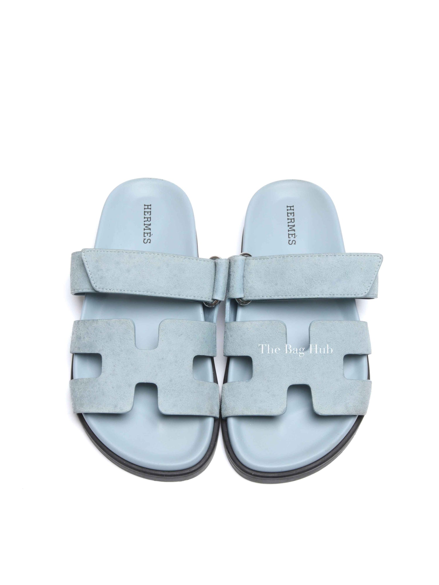 Hermes Blue Suede Chypre Sandals Size 35.5