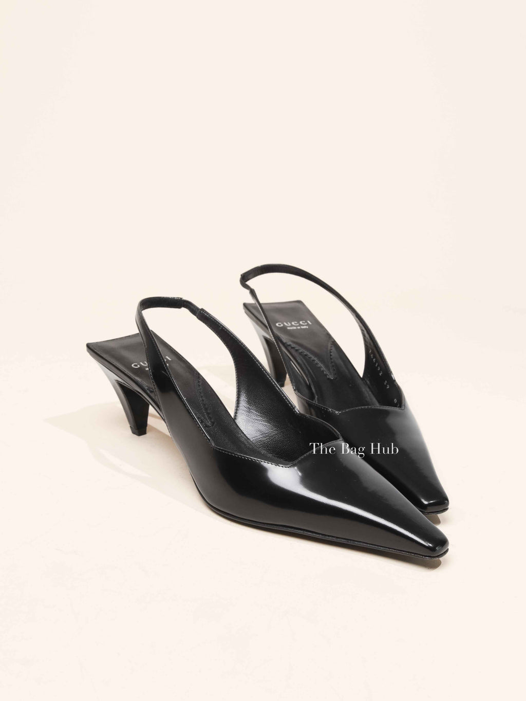 Gucci Black Leather Mallory Pointed Toe Slingback Pumps Size 39