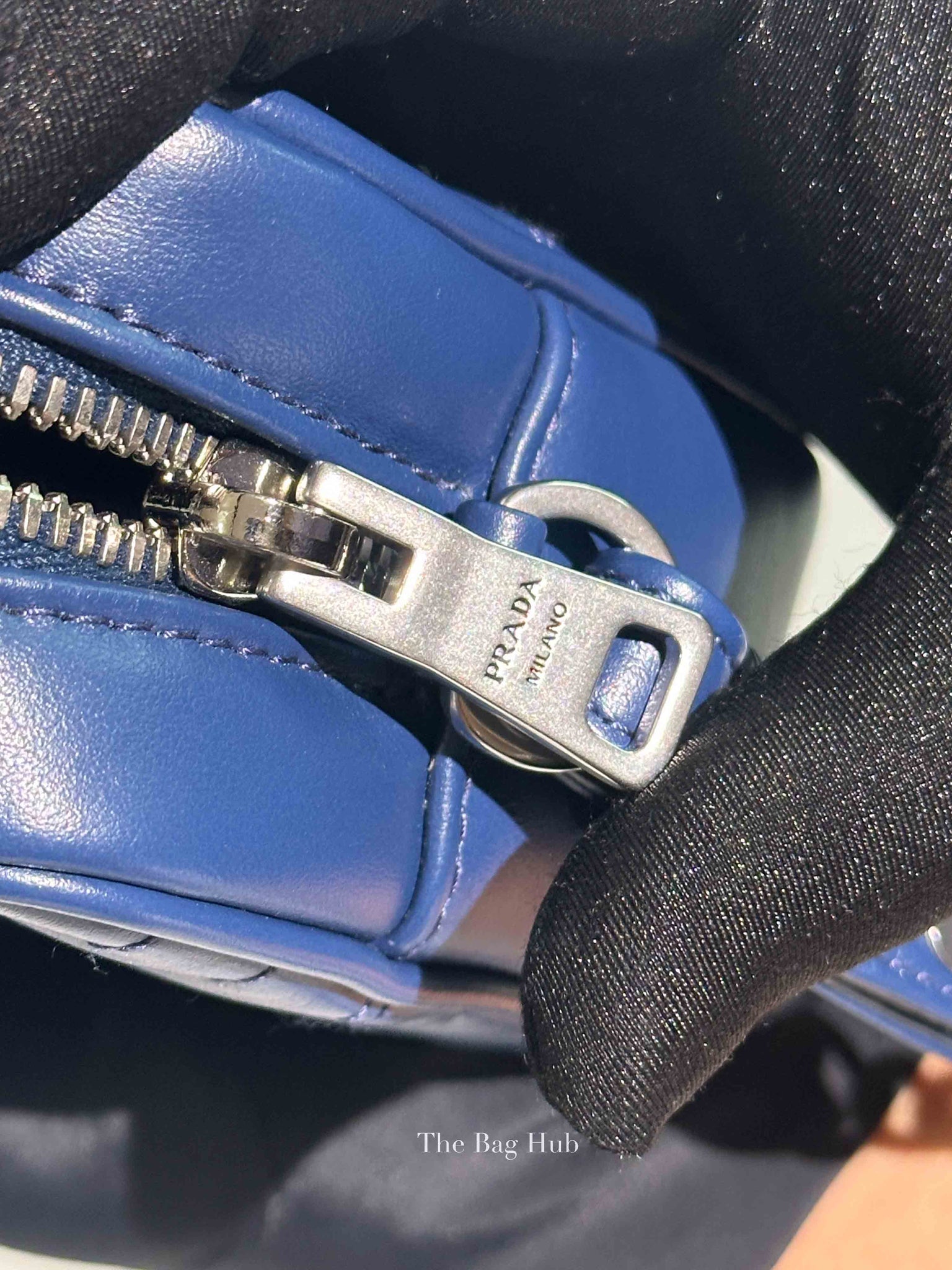 Prada Bluette Soft Calfskin Diagramme Mini Crossbody Bag