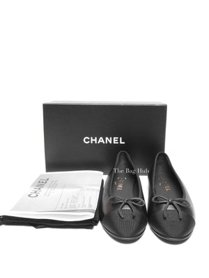 Chanel Black Leather Ballet Flats Size 39C