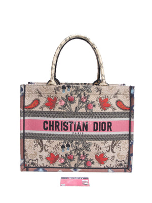 Dior Multicolor Floral Embroidered Canvas Medium Book Tote