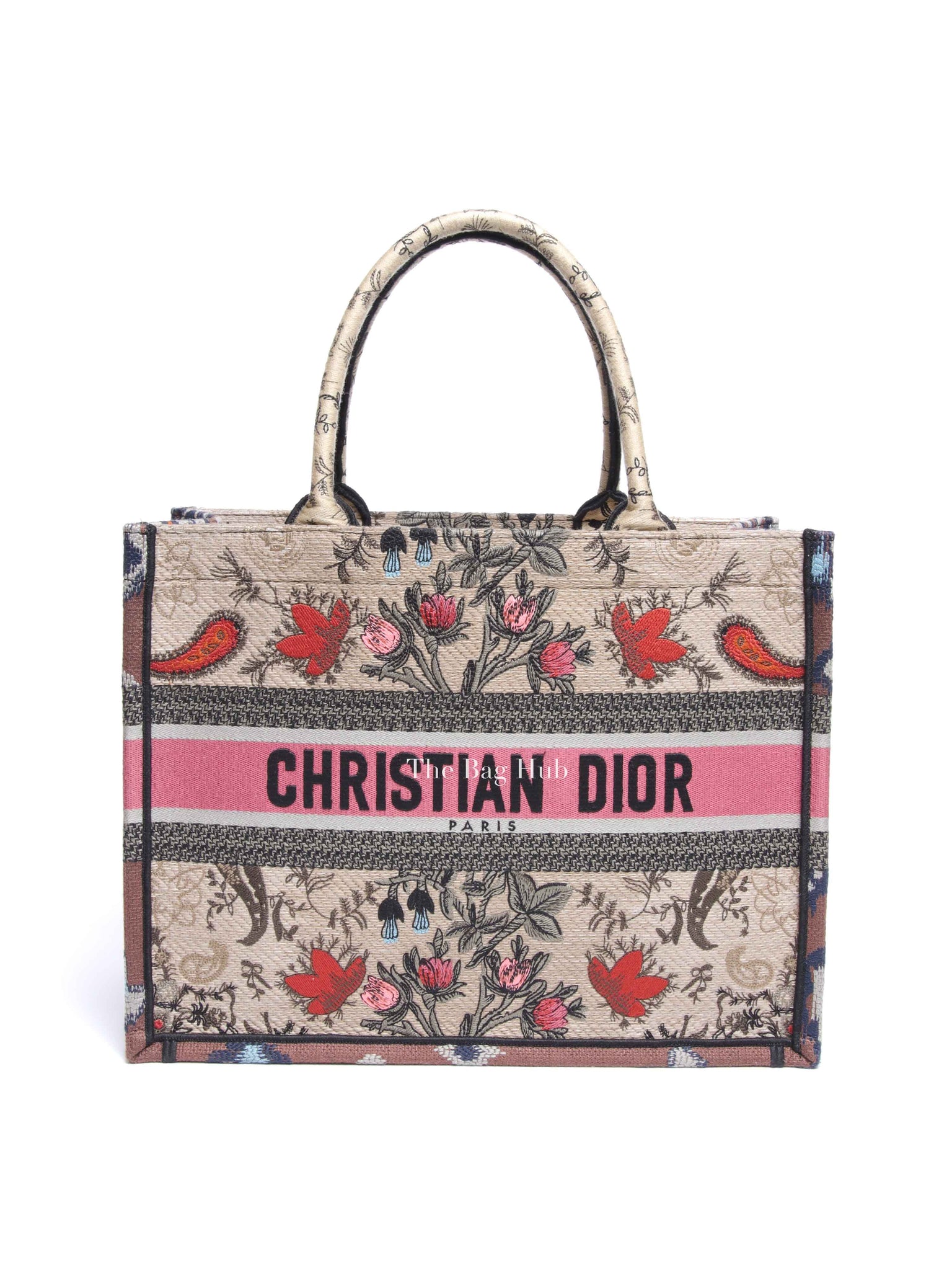 Dior Multicolor Floral Embroidered Canvas Medium Book Tote