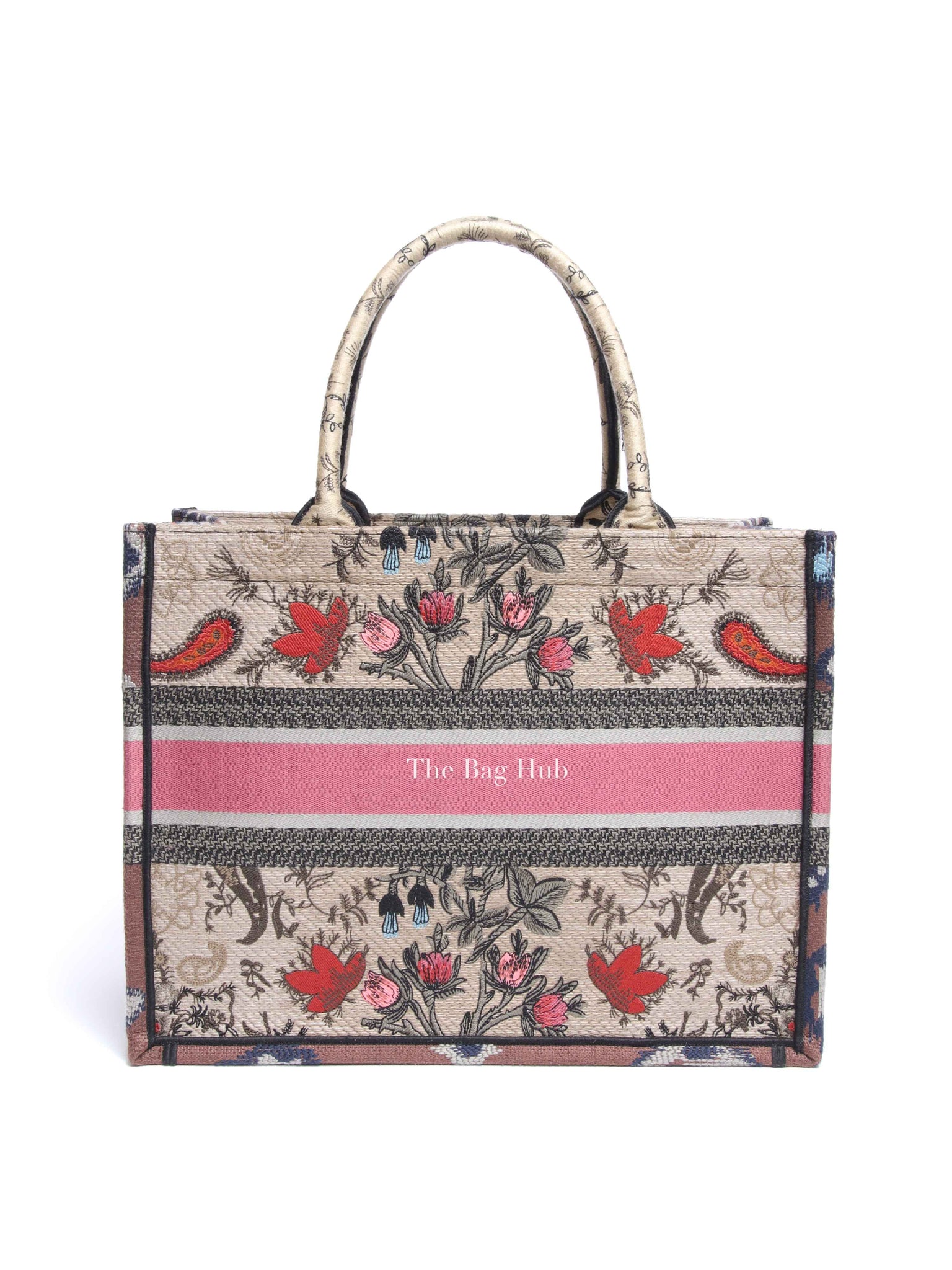 Dior Multicolor Floral Embroidered Canvas Medium Book Tote