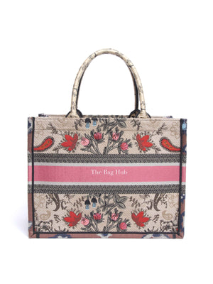 Dior Multicolor Floral Embroidered Canvas Medium Book Tote