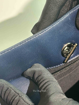 Chanel Blue/Black Leather Le Boy Large Tote Bag SHW