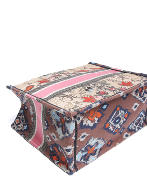 Dior Multicolor Floral Embroidered Canvas Medium Book Tote