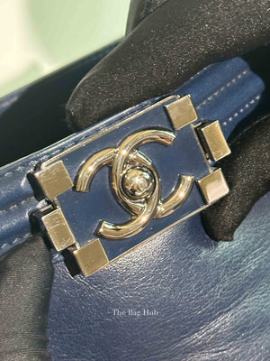 Chanel Blue/Black Leather Le Boy Large Tote Bag SHW