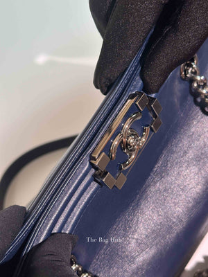 Chanel Blue/Black Leather Le Boy Large Tote Bag SHW