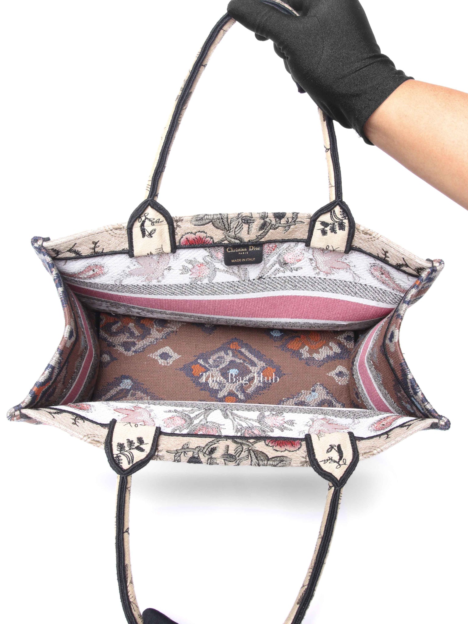 Dior Multicolor Floral Embroidered Canvas Medium Book Tote
