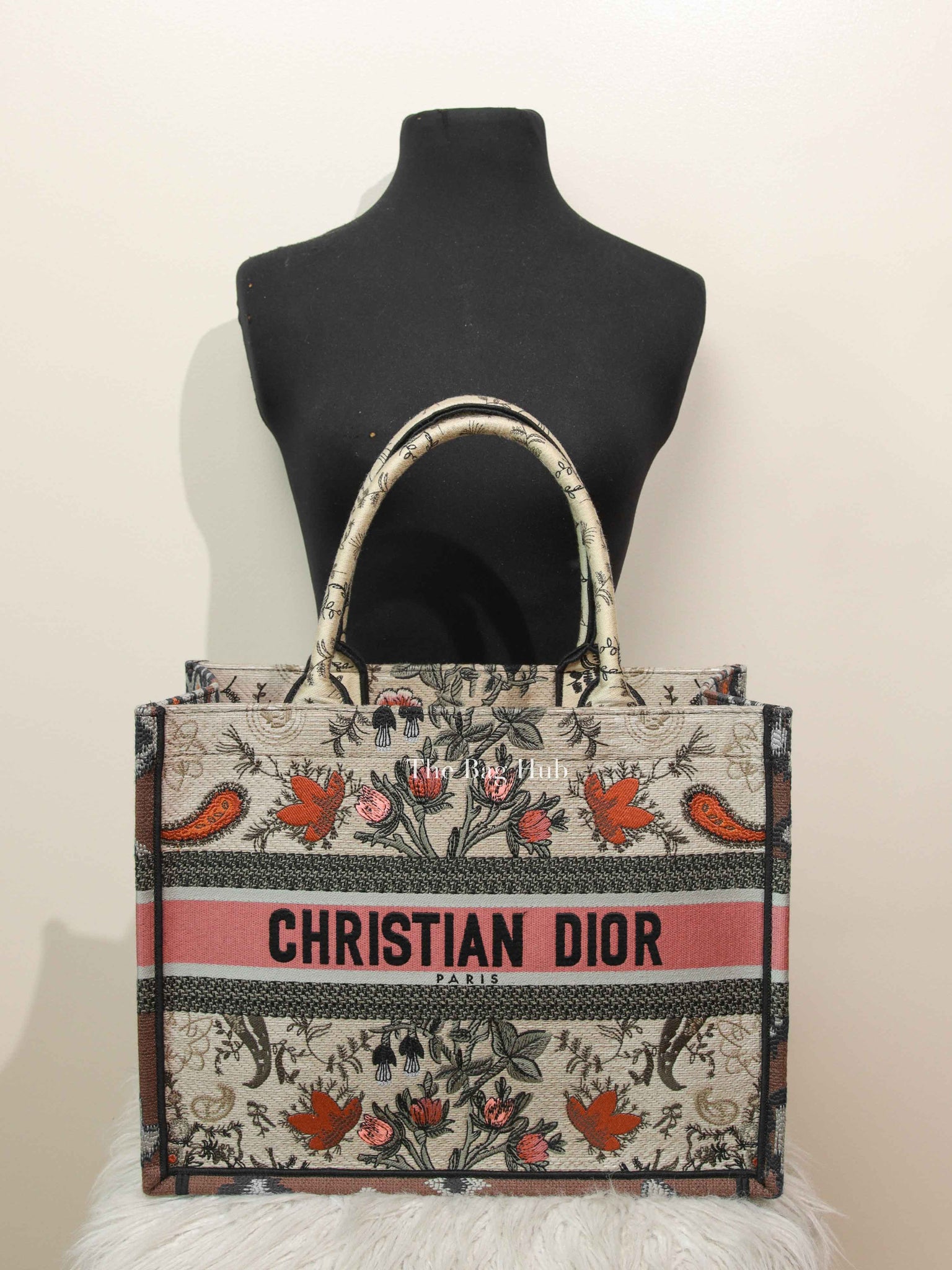 Dior Multicolor Floral Embroidered Canvas Medium Book Tote