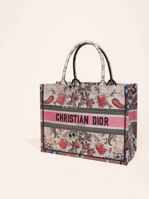 Dior Multicolor Floral Embroidered Canvas Medium Book Tote