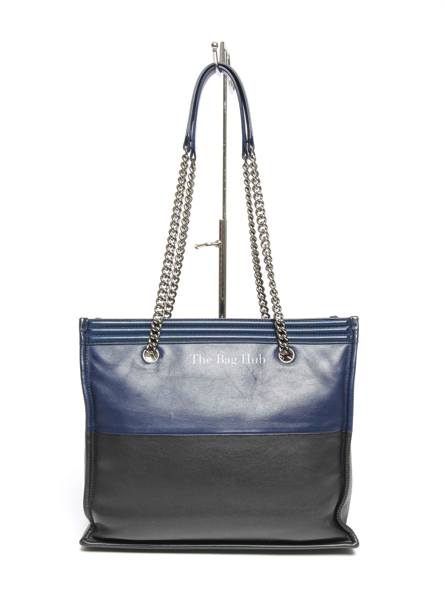 Chanel Blue/Black Leather Le Boy Large Tote Bag SHW
