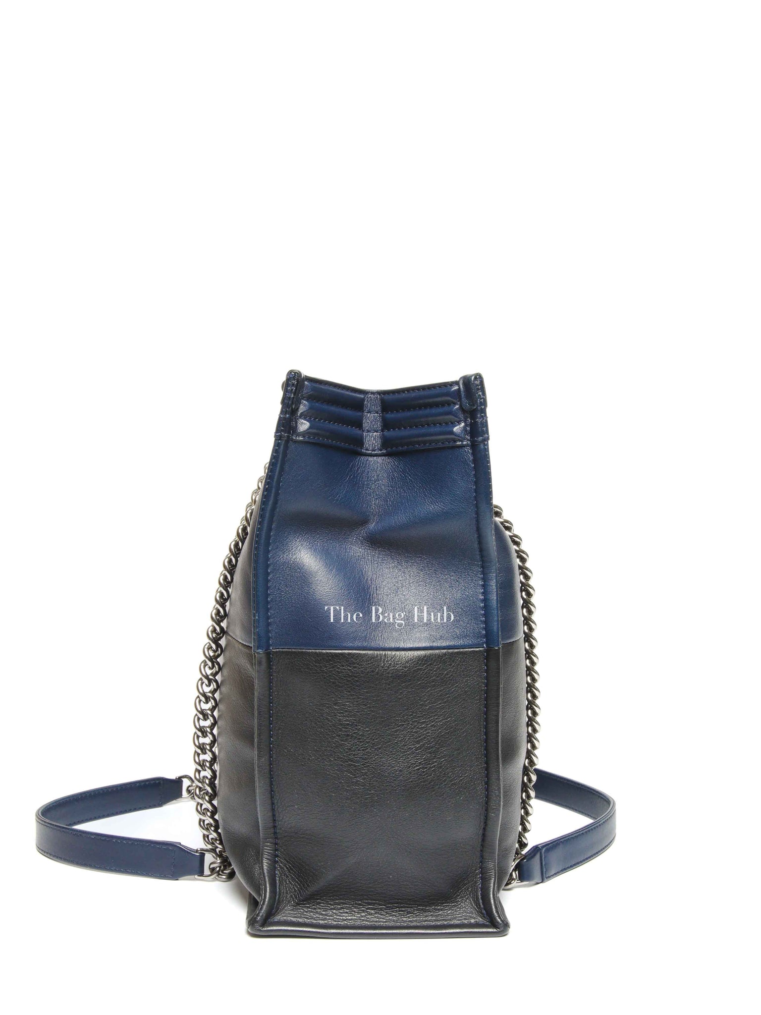 Chanel Blue/Black Leather Le Boy Large Tote Bag SHW