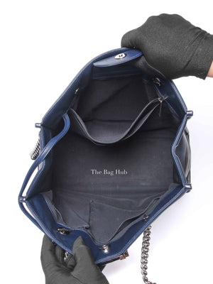 Chanel Blue/Black Leather Le Boy Large Tote Bag SHW