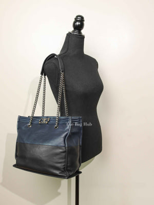 Chanel Blue/Black Leather Le Boy Large Tote Bag SHW