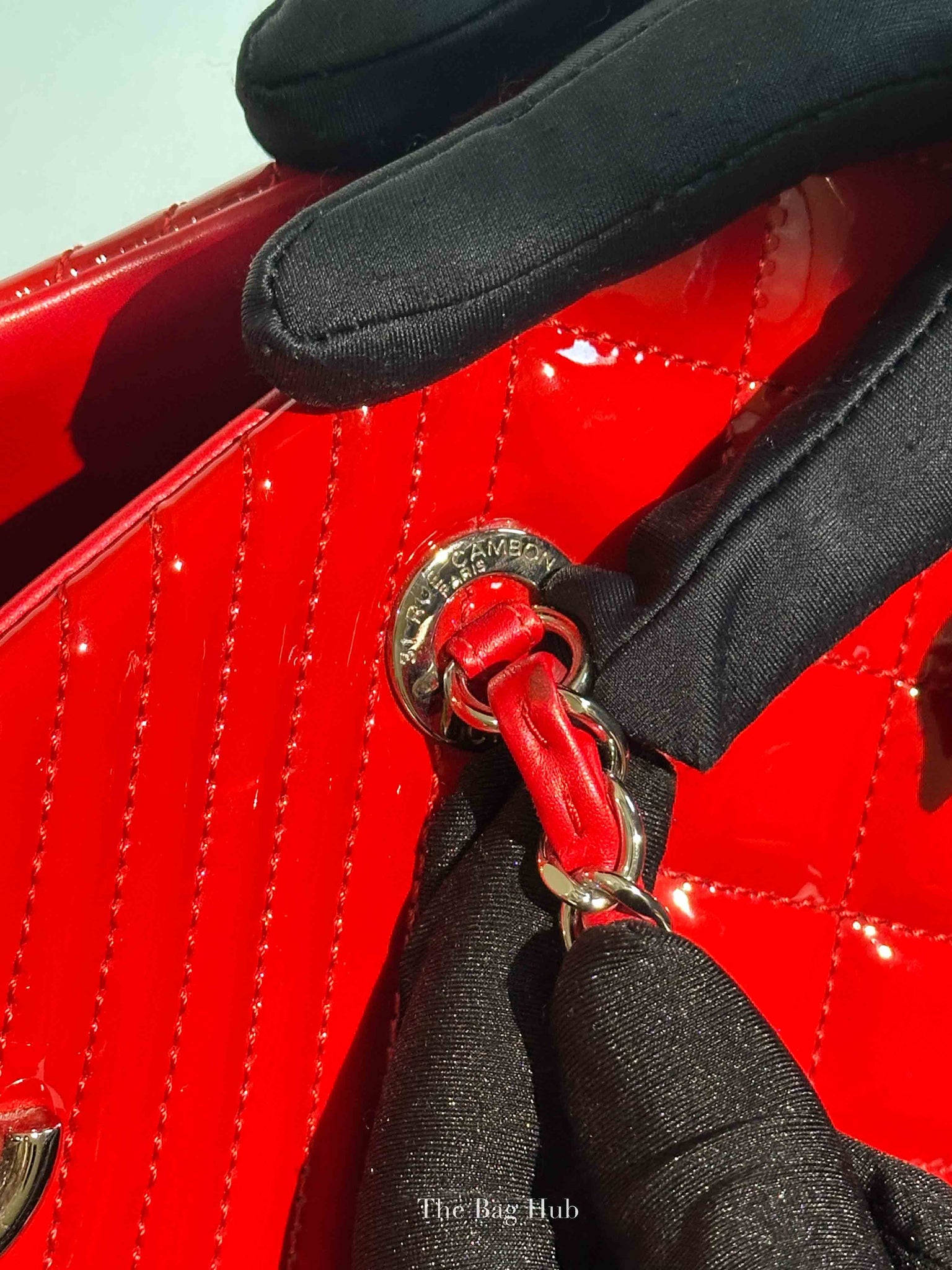 Chanel Red Quilted Patent Large Coco Boy Tote Bag