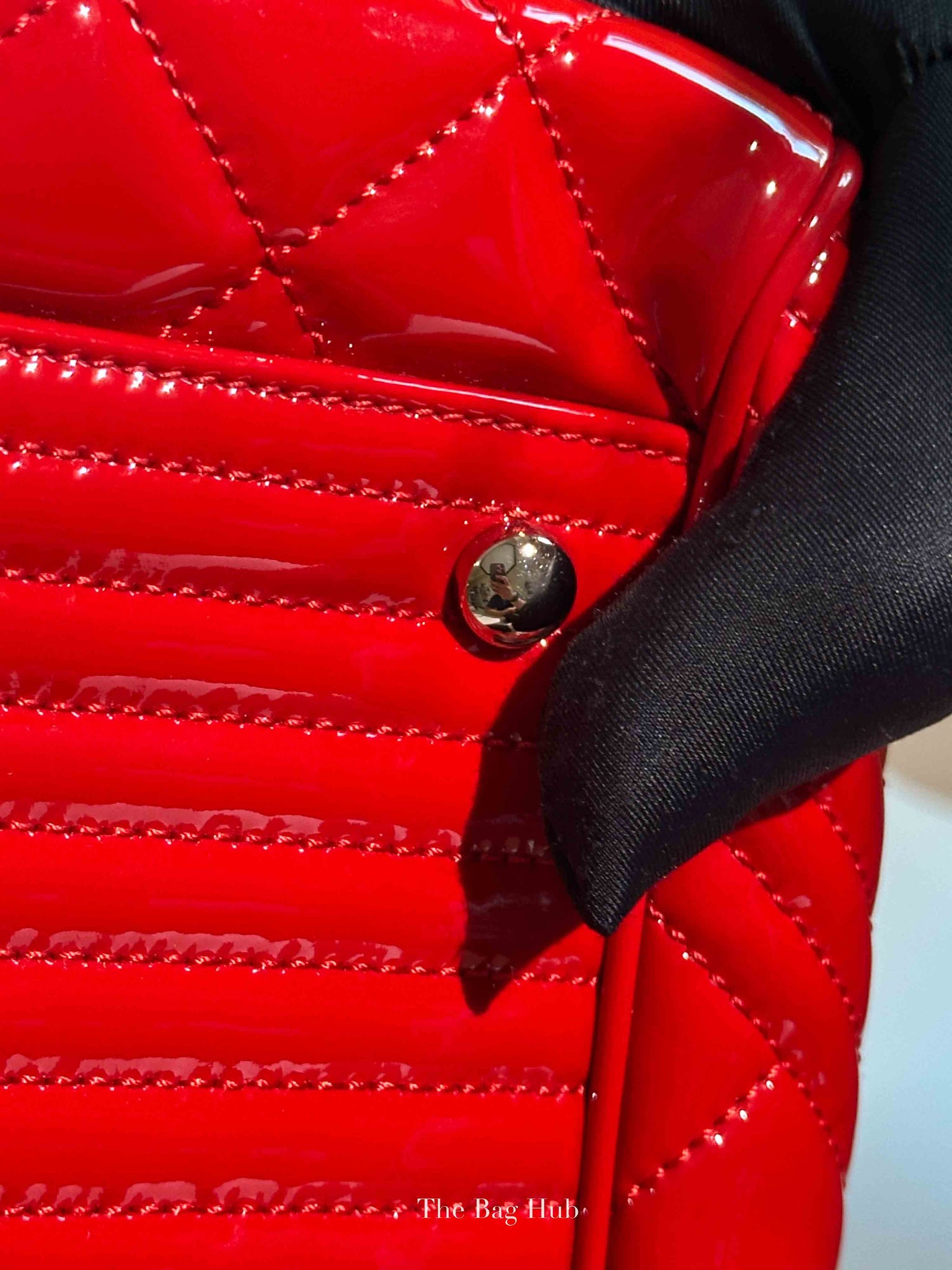 Chanel Red Quilted Patent Large Coco Boy Tote Bag