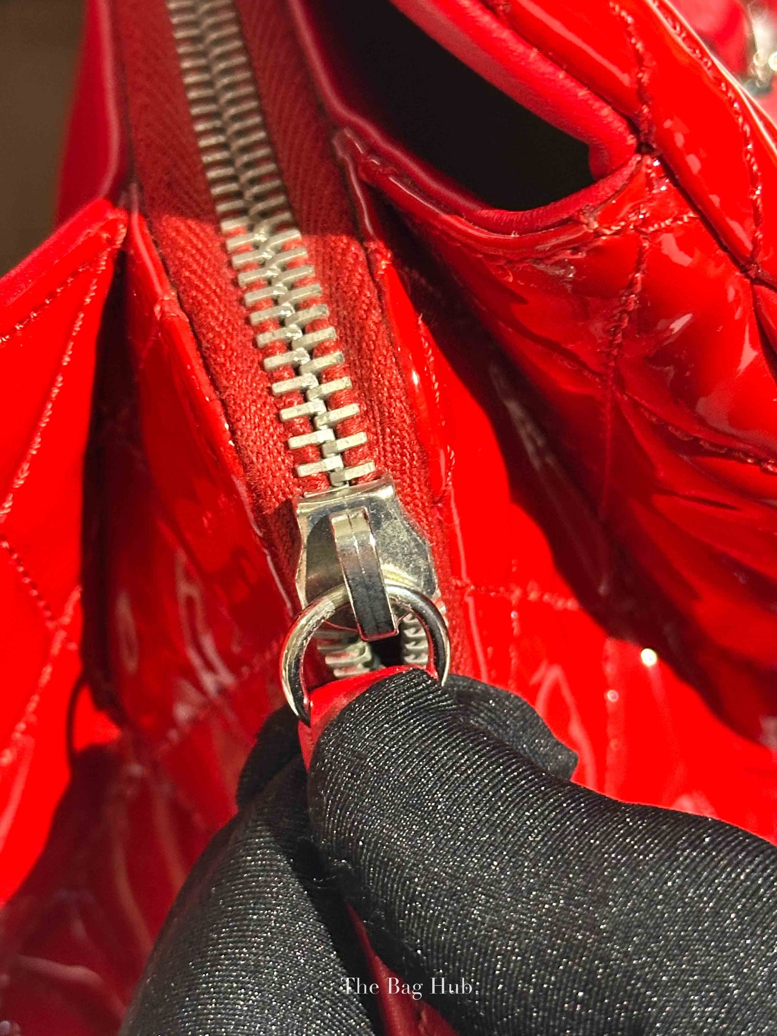 Chanel Red Quilted Patent Large Coco Boy Tote Bag