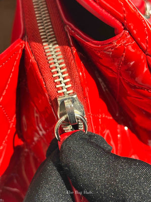 Chanel Red Quilted Patent Large Coco Boy Tote Bag