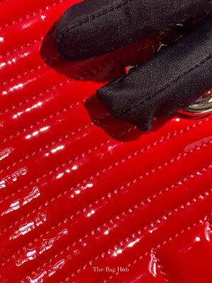 Chanel Red Quilted Patent Large Coco Boy Tote Bag