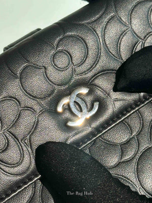 Chanel Black Leather Camellia Long Wallet