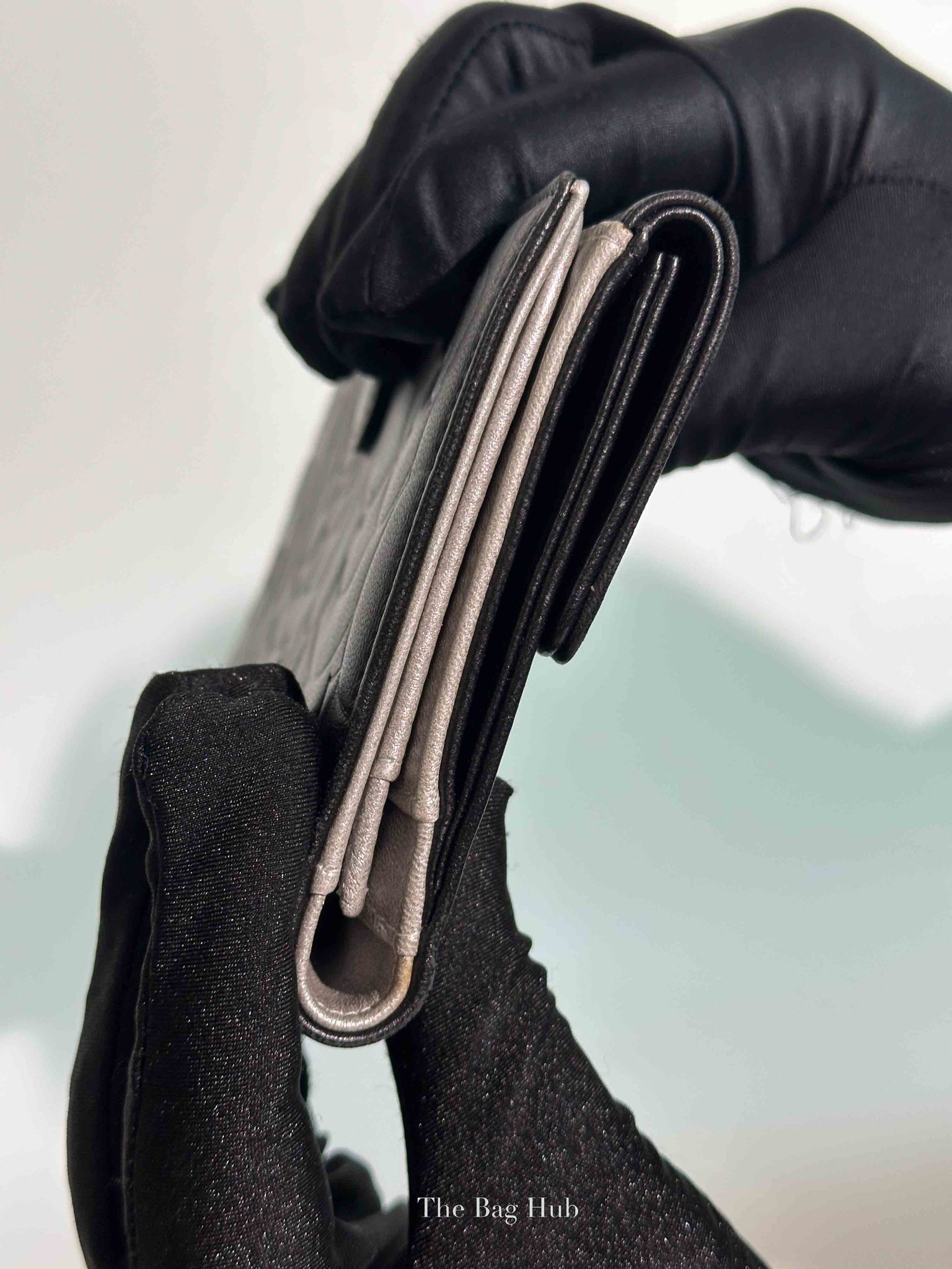 Chanel Black Leather Camellia Long Wallet