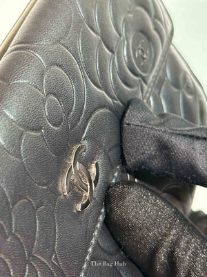 Chanel Black Leather Camellia Long Wallet