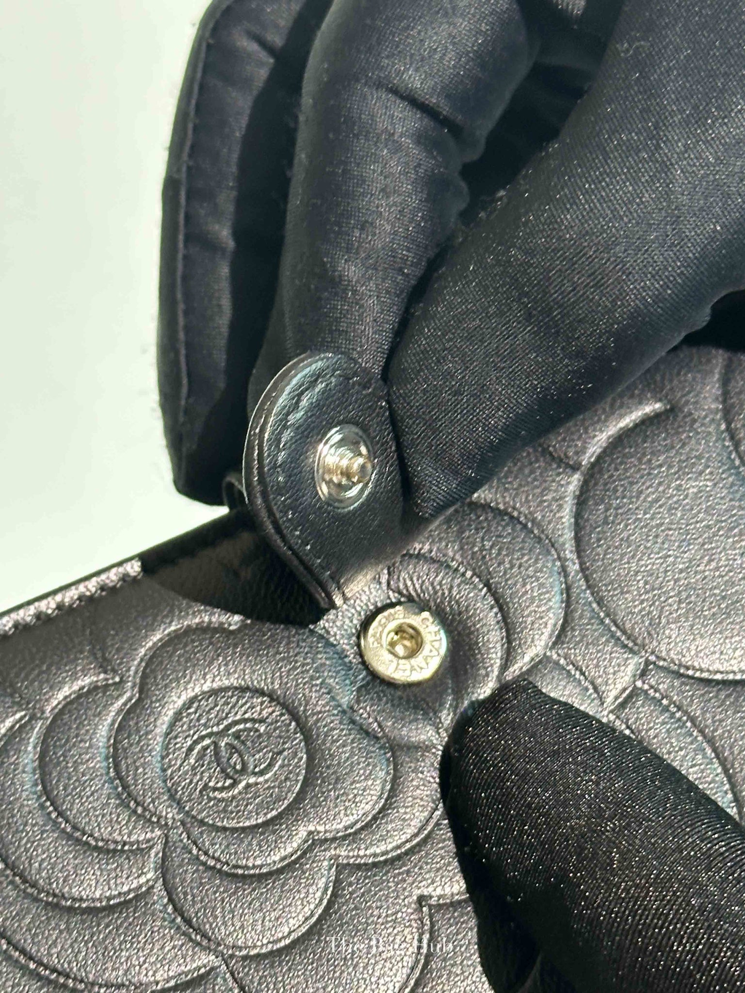 Chanel Black Leather Camellia Long Wallet