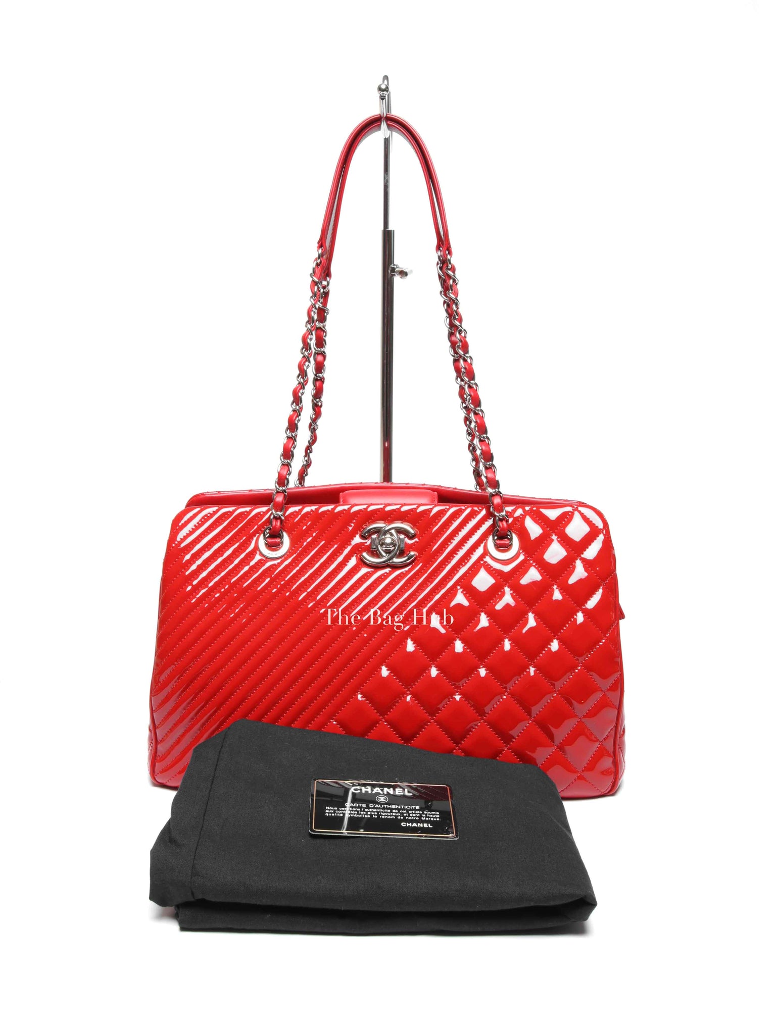 Chanel Red Quilted Patent Large Coco Boy Tote Bag