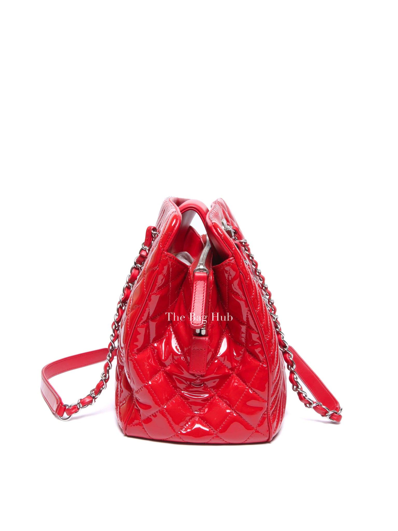 Chanel Red Quilted Patent Large Coco Boy Tote Bag