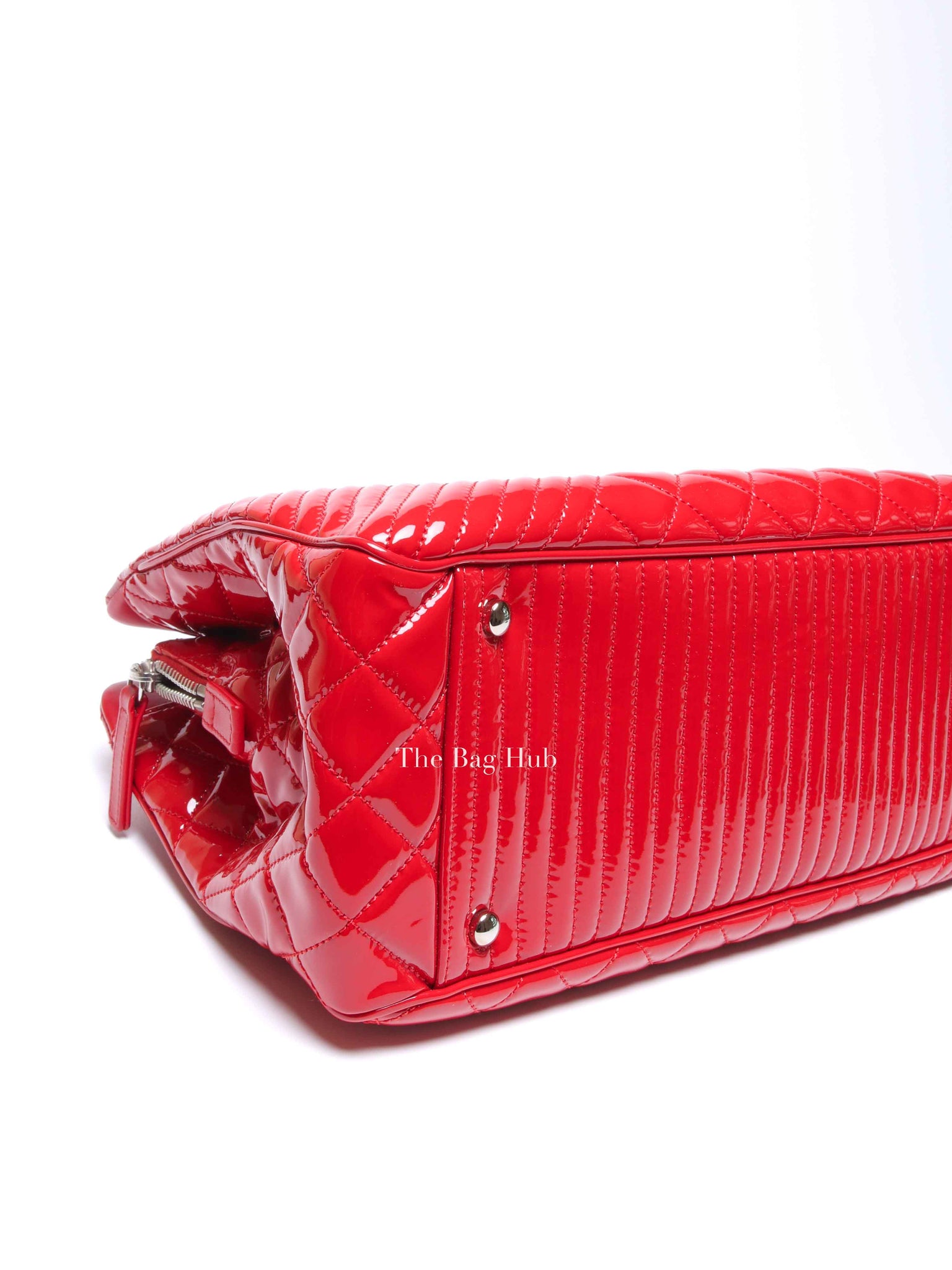 Chanel Red Quilted Patent Large Coco Boy Tote Bag