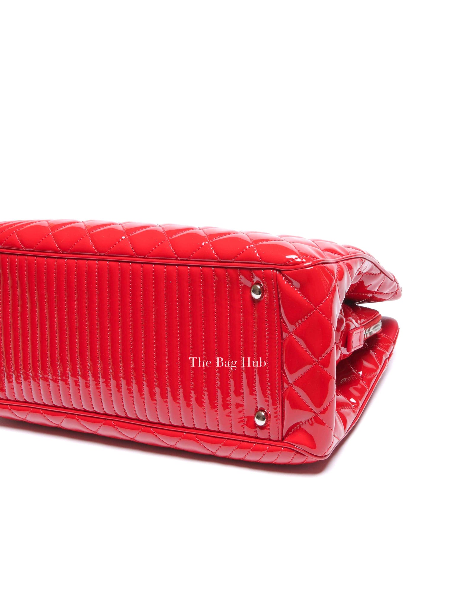 Chanel Red Quilted Patent Large Coco Boy Tote Bag
