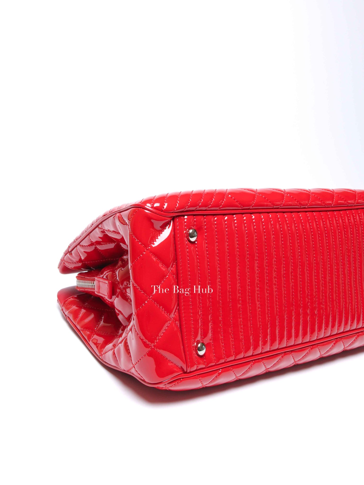 Chanel Red Quilted Patent Large Coco Boy Tote Bag