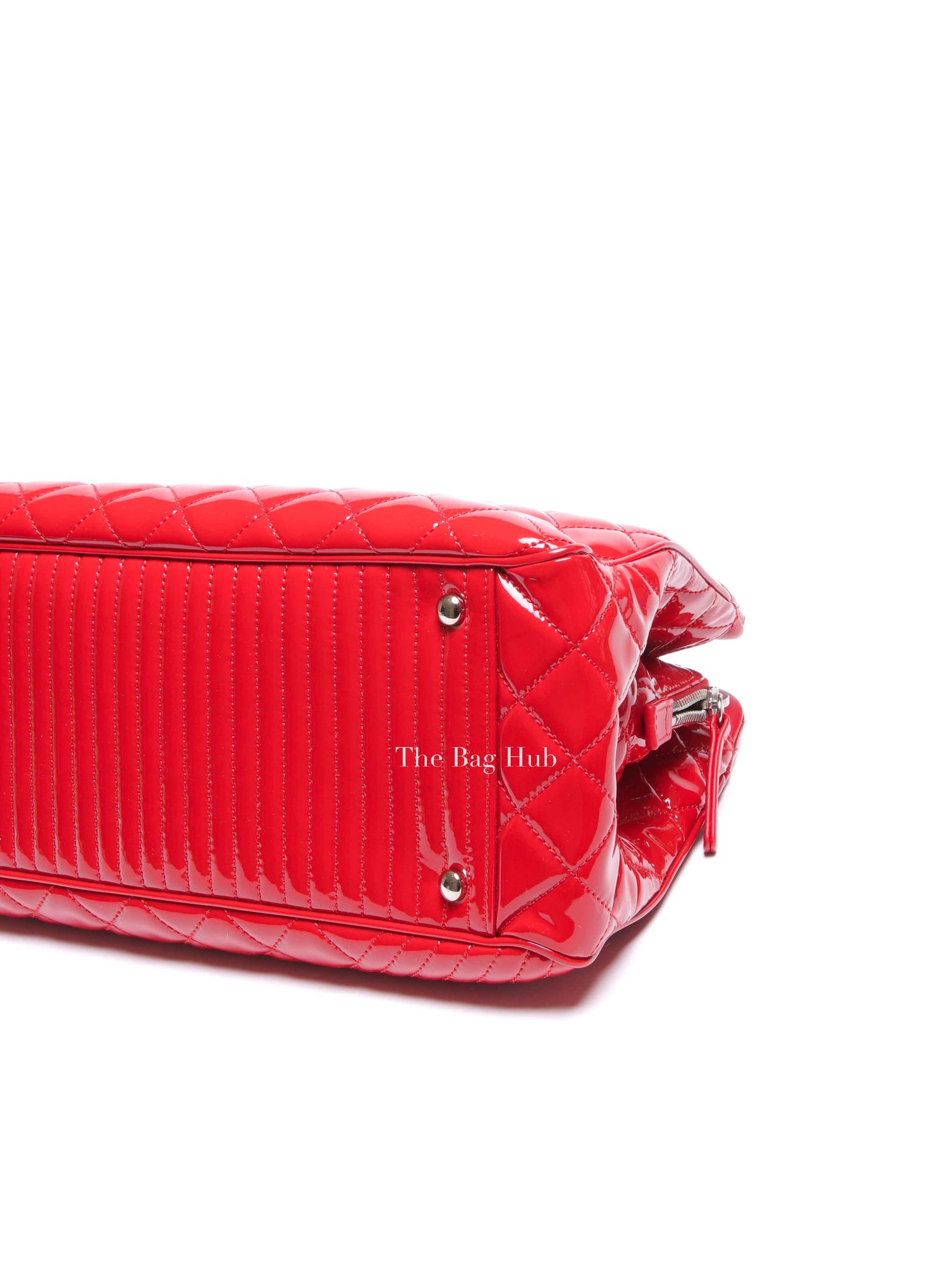 Chanel Red Quilted Patent Large Coco Boy Tote Bag
