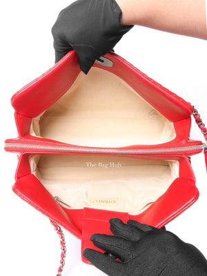 Chanel Red Quilted Patent Large Coco Boy Tote Bag