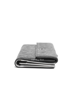 Chanel Black Leather Camellia Long Wallet