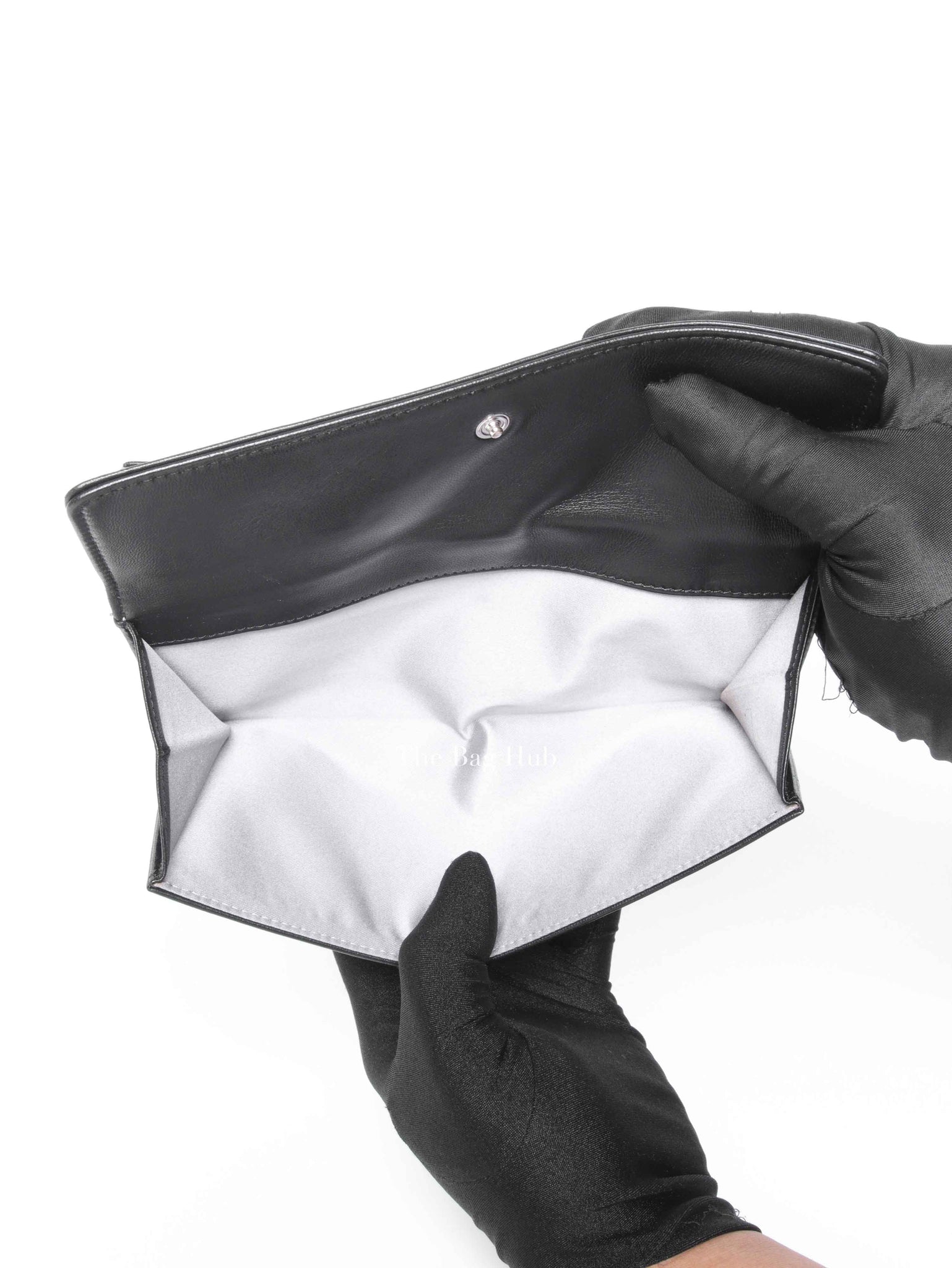 Chanel Black Leather Camellia Long Wallet