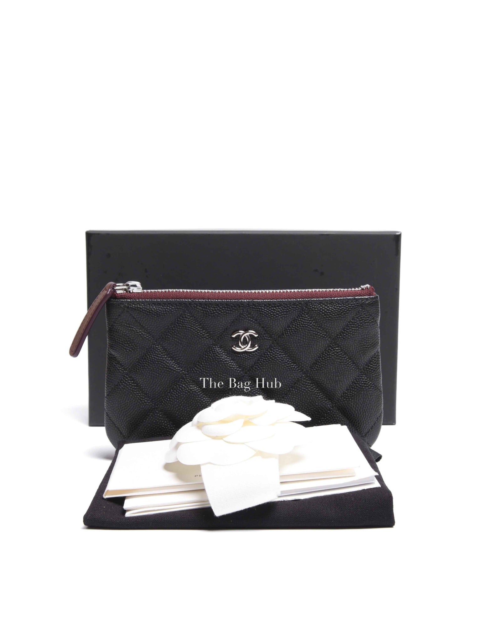 Chanel Black Quilted Caviar Leather Mini O-Case Zip Pouch