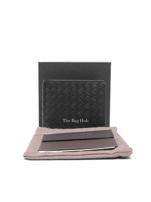 Bottega Veneta Black Calfskin Intrecciato Bi-Fold Wallet