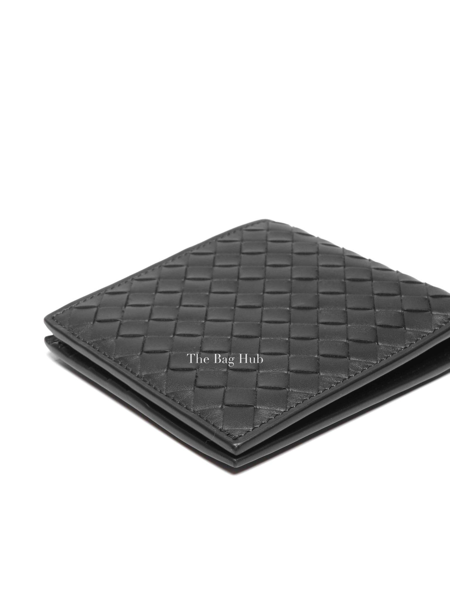 Bottega Veneta Black Calfskin Intrecciato Bi-Fold Wallet