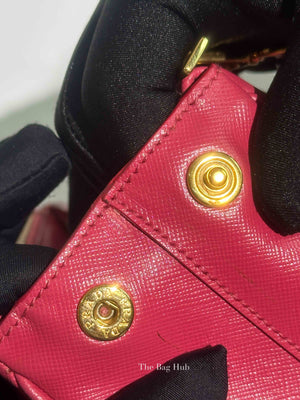 Prada Peonia Saffiano Leather Mini Double Zip Shoulder Bag BN2842