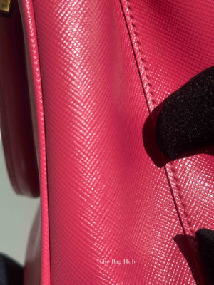 Prada Peonia Saffiano Leather Mini Double Zip Shoulder Bag BN2842
