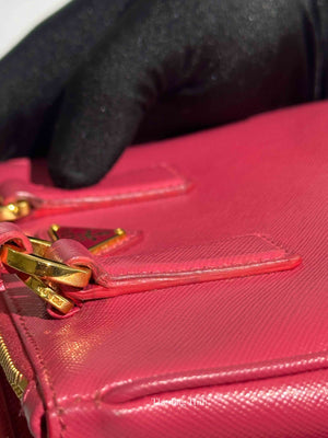 Prada Peonia Saffiano Leather Mini Double Zip Shoulder Bag BN2842